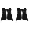 Extra Long Silicone Oven Mitts Heavy Duty Commercial Grade Oven Mitts Bbq Gloves with Quilted Cotton Lining 4 Pack