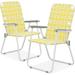 Lightweight Patio Webbed Lawn Beach Chairs For Adults Heavy-Duty Folding Chairs For Outside 2-Pack Yellow