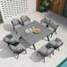 LEAF 9 Pieces Patio Dining Sets All-Weather Wicker Outdoor Patio Furniture with Square Table Aluminum Frame for Lawn Garden Backyard Deck Patio Table and Chairs with Cushions and Pillows