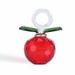 Crystal Apple Figurines Paperweight Glass Apple Sculpture Figurines Christmas Apple Gift Glass Art Craft for Home Decoration (Red)