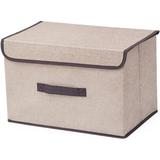 Collapsible Storage Bins with Lids Organization Bins for Closet Storage Clothes Storage Folding Storage Box with Lids for Home Office Storage - 1 Pack - Beige