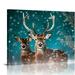 JEUXUS Canvas Wall Art for Living Room Bedroom Deer Christmas Pictures Animal Prints Posters Printing Decor With Framed 20x16in
