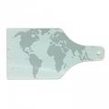 Map Cutting Board World Map with Graphic Dots Pixelated Seem Spotted Continents Design Simple Modern Decorative Tempered Glass Cutting and Serving Board Wine Bottle Shape Grey White by Ambesonne