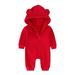 QIANGONG Baby Boys Bodysuits Solid Baby Boys Bodysuits Hooded Long Sleeve Baby Boys Bodysuits Red 9-12 Months