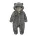 QIANGONG Baby Boys One-piece Pajamas Solid Baby Boys One-piece Pajamas Hooded Long Sleeve Baby Boys One-piece Pajamas Dark Gray 6-9 Months