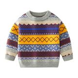 QIANGONG Boys Sweaters Cartoon Knit Boys Sweaters Crew Neck Long Sleeve Boys Sweaters Grey 3-4 Years