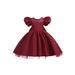 Kids Girls Cocktail Party Dress Mesh Patchwork Bowknot Satin Gowns