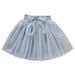 Fauean Girls Dresses Skirt Net Half Skirt Bow Tied Elastic Waist Princess Skirt Grey Size 150
