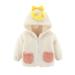 QUYUON Toddler Fleece Jacket with Hood Baby Boys Girls Full Zip up Hoodie Jackets Kids Winter Thick Warm Fleece Lined Long Sleeve Hooded Jacket Outerwear Coat Cute Ear Fall Jackets White Months