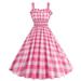 TUWABEII Fall & Winter Dresses for Womens Fashion Women s Casual Sleeveless Plaid Printed Ladies Cami Slim Mini Dress Dress