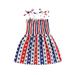 FOCUSNORM Toddler Baby Girl 4th of July Dress Strap American Flag Dress Summer Little Girls Independence Day Outfits