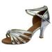 Miayilima Silver 41 High Heels for Women Girl Latin Dance Shoes Med Heels Satin Shoes Party Tango Salsa Dance Shoes