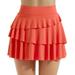 Pleated Mini Skirt for Women High Waist Yoga Skirts with Shorts Pocket Ruffle Tiered Tennis Athletic Golf Skorts Skirt (X-Large Orange)