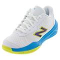 New Balance Juniors` 996v5 Tennis Shoes White and Spice Blue ( 4 )