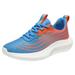 ZIZOCWA Women S Casual Lace-Up Sneakers Color Block Mesh Lightweight Soft Sole Sports Shoes for Running Daily Outdoor Tennis Shoes Blue Size7