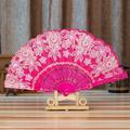 Zainafacai Paper Fans Chinese Style Dance Wedding Party Lace Silk Folding Hand Held Flower Fan Hot Household Essentials Hot Pink