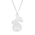 Fluffy Rabbit,'Brushed-Satin Sterling Silver Rabbit Pendant Necklace'
