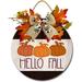 Eveokoki 11 Hello Fall Pumpkins Signs for Front Door Farmhouse Porch Rustic Round Wooden Hanging Wreaths for Housewarming Gift Festival Maple Leaves Decoration Outdoor Indoor Wall Decor
