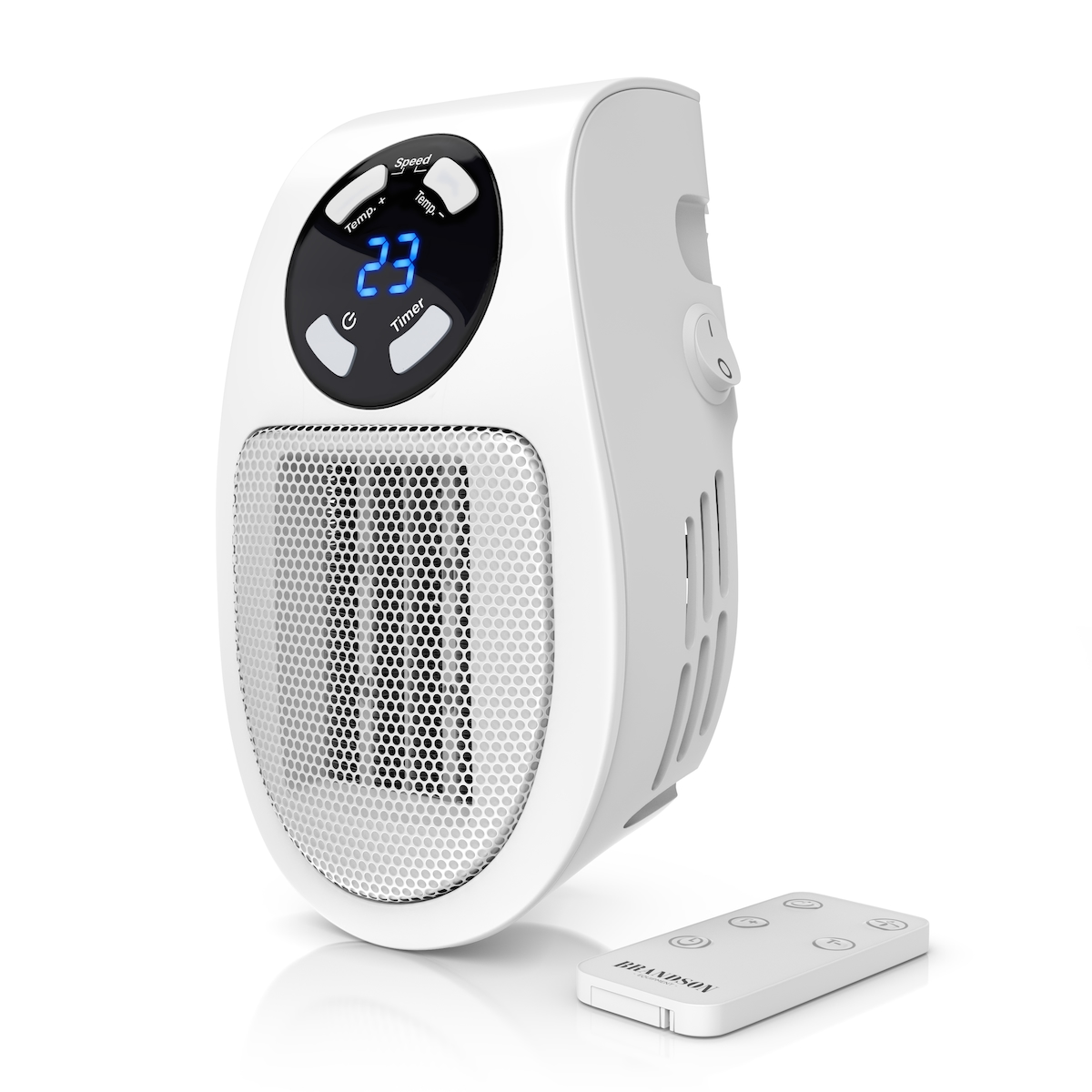 Brandson Steckdosen Heizlüfter, 500W Mini Heizung mit Temperaturregelung & Fernbedienung, Überhitzungsschutz, Automatische Abschaltung, Weiß Image