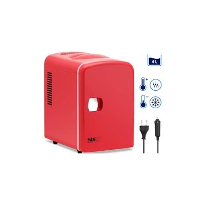 MSW Mini-Kühlschrank 12 V / 230 V - 2-in-1-Gerät mit Warmhaltefunktion - 4 L - Rot