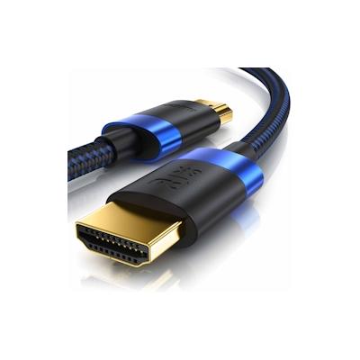Primewire - 2m High Speed 8K HDMI Kabel 2.1 mit Ethernet ARC 3D 4K Ultra HD 7680x4320 @ 120 Hz PS4 360 TV OLED PC Laptop Beamer Monitor - Schwarz/Blau Image