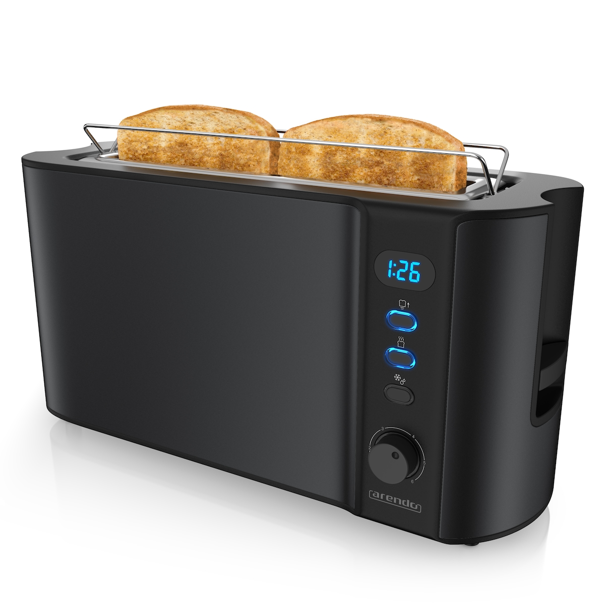 Arendo Automatik 2 Scheiben 1000W Langschlitz Toaster, Auftaufunktion, Wärmeisolierendes Doppelwandgehäuse, Schwarz Image