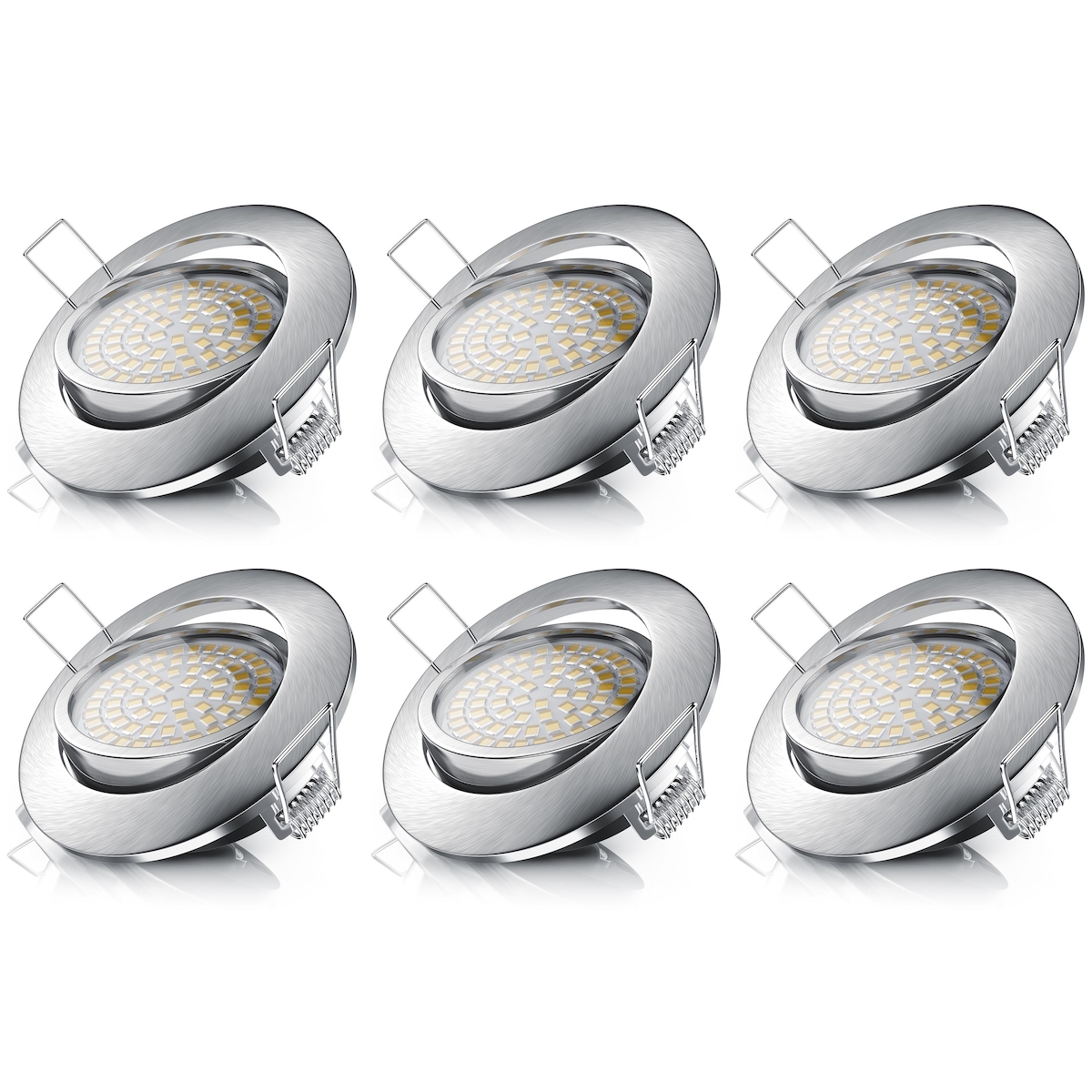 Brandson 6x LED Einbaustrahler, dimm- und schwenkbarer Deckenspot mit Aluminium Rahmen / Warmweiß Image