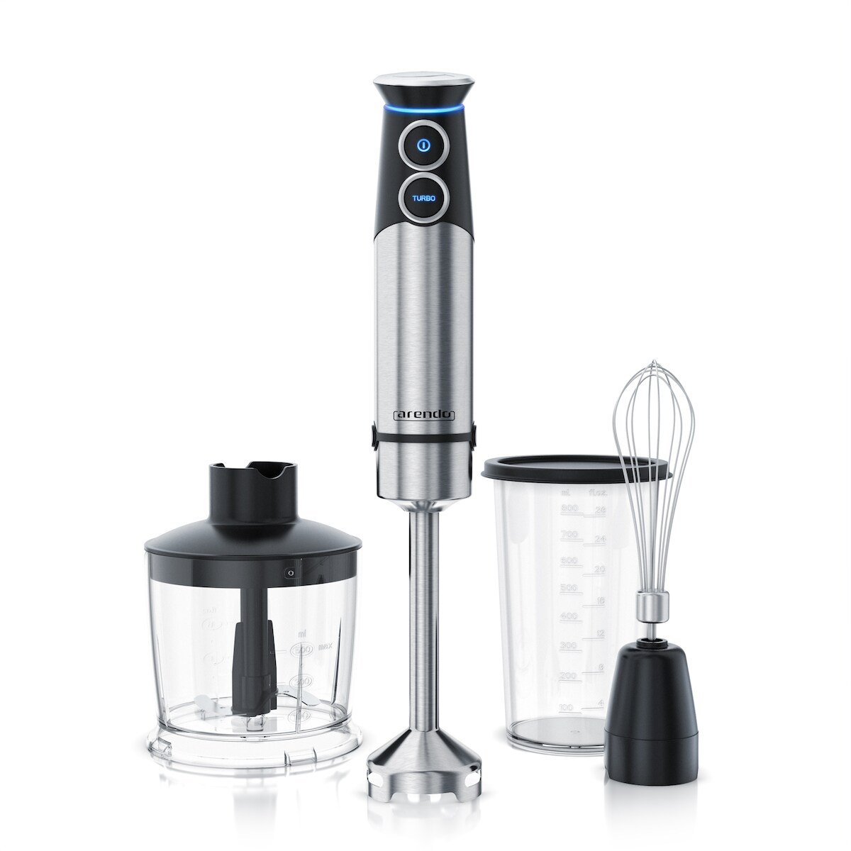 Arendo Stabmixer Edelstahl Set - Pürierstab - stufenlose Geschwindigkeit + Turbotaste Image