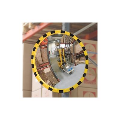 PROREGAL Industriespiegel aus Acrylglas mit Rohrpfostenhalterung | HxB 80x80cm, Ø 80cm | Beobachtungsabstand 8m | Schwarz-Gelb Image