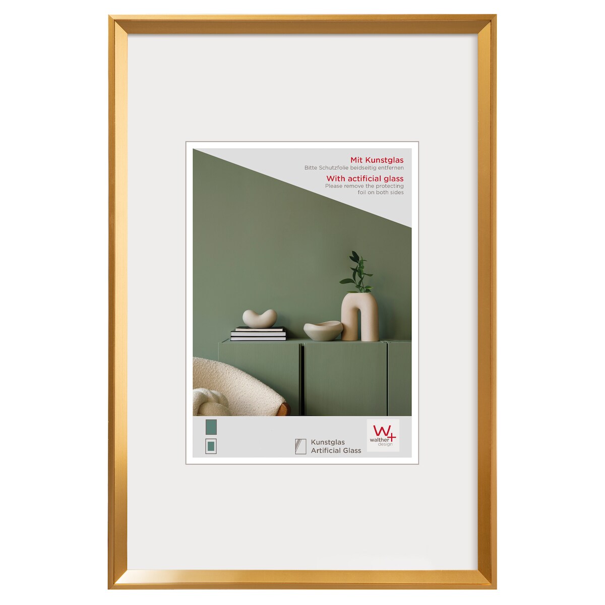 walther + design Desire Kunststoff Bilderrahmen, gold, 9 x 13 cm Image
