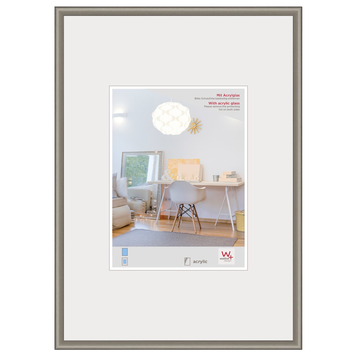 walther + design Lifestyle Kunststoff Bilderrahmen Kunstglas, stahl, 40 x 60 cm Image