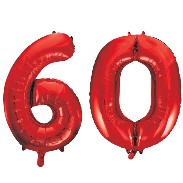 XL Folienballon rot Zahl 60 Image