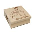 Young Man Student on Scooter Square Rubber Stamp Stamping Scrapbooking Crafting - Small 1.25in