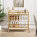 Gold Bar Cart, 2 Tier Bar Cart with Wheels for Home