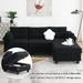 L-Shaped Sectional Sofa Teddy Velvet Couch w/Pillows & Ottoman, Black