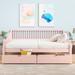 Full Size Daybed with 2 Storage Drawers and Support Legs, Sleeper Loveseat Living Room Bedroom Sofa Bed Loveseat, Pink