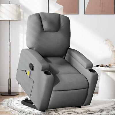 vidaXL Stand up Massage Recliner Chair Light/Dark Gray Fabric