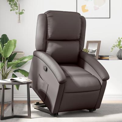 vidaXL Stand up Recliner Chair Power Lift Reclining Armchair Real Leather