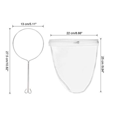 Mesh Strainer Bag, 2pcs Nylon Filter Bag w Handle, Small Nut Milk Bag - White