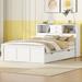 Full Size Solid Wood Captains Bed,Pltaform Bed Frame with Trundle,3 Drawers,Shelves and Charging Station