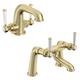 The Bath Co. Aylesford Vintage brushed brass basin and bath mixer tap pack