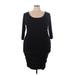 Ashley Stewart Casual Dress - Mini Scoop Neck 3/4 sleeves: Black Print Dresses - Women's Size 22 Plus