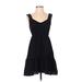 Blu Pepper Casual Dress - A-Line V Neck Sleeveless: Black Print Dresses - Women's Size Small