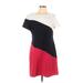 Tommy Hilfiger Casual Dress - Shift Crew Neck Short sleeves: Red Color Block Dresses - Women's Size 12