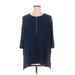 Vince Camuto Casual Dress - Mini Crew Neck 3/4 sleeves: Blue Print Dresses - Women's Size 1X