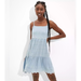 American Eagle Outfitters Dresses | American Eagle Solid Embroidered Tiered Babydoll Dress | Color: Blue/White | Size: L