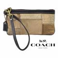 Coach Bags | Authentic Vintage Coach Patchwork Gold Signature Corner Zip Small Wristlet | Color: Brown/Gold | Size: Os