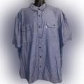 Carhartt Shirts | Carhartt Mens 3xl Relaxed Loose Fit Denim Blue Chambray Short Sleeve Shirt | Color: Blue/Red | Size: 3xl