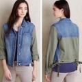 Anthropologie Jackets & Coats | Anthro Pilcro Letterpress S Blue Jean Denim Jacket Green Army Military | Color: Blue/Green | Size: S