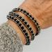 Anthropologie Jewelry | Anthropologie Serafina Triple Strand Wrap Bracelet Black/Silver | Color: Black/Silver | Size: 7”